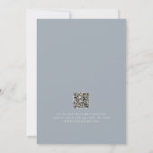 Elegante Stofblauwe QR Code Wilde Bloem Baby Showe Kaart (Achterkant)