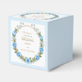 Elegante Stofblauwe Rozen en Gipsophila Bedankdoosjes