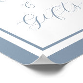 Elegante Stofblauwe Script Kaarten en Cadeaus Bord Poster (Hoek)