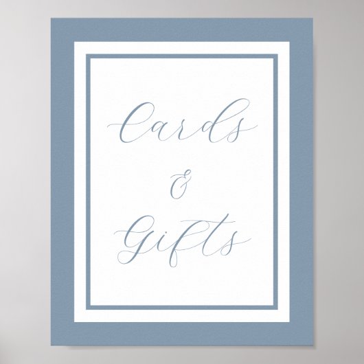 Elegante Stofblauwe Script Kaarten en Cadeaus Bord Poster (Voorkant)