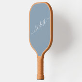 Elegante Stofblauwe Script Moderne Naam Persoonlij Pickleball Paddle (Links)