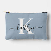 Elegante Stofblauwe Script Monogram Etui (Voorkant)