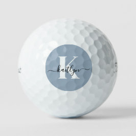 Elegante Stofblauwe Script Monogram Golfballen
