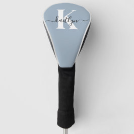 Elegante Stofblauwe Script Monogram Golfheadcover
