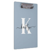 Elegante Stofblauwe Script Monogram Klembord (Rechts)