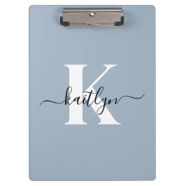 Elegante Stofblauwe Script Monogram Klembord