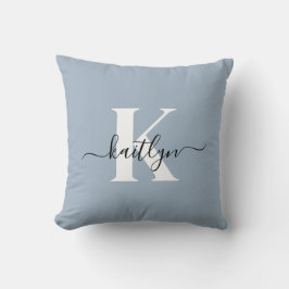 Elegante Stofblauwe Script Monogram Kussen