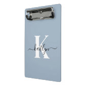 Elegante Stofblauwe Script Monogram Mini Klembord (Angled2)