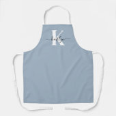 Elegante Stofblauwe Script Monogram Schort (Voorkant)