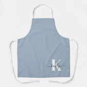 Elegante Stofblauwe Script Monogram Schort (Voorkant)
