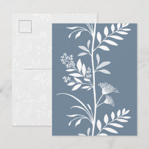 Elegante Stofblauwe Silhouette Kunst van Wilde Blo Briefkaart