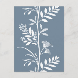 Elegante Stofblauwe Silhouette Kunst van Wilde Blo Briefkaart