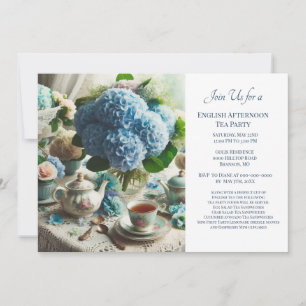 Elegante Stofblauwe Theepartij Kaart