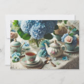 Elegante Stofblauwe Theepartij Kaart (Achterkant)