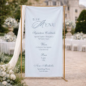 Elegante Stofblauwe Trouwbarmenu Spandoek