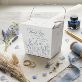 Elegante Stofblauwe Wilde Bloem Bruiloft Bedankt Bedankdoosjes