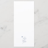 Elegante Stofblauwe Wilde Bloem Bruiloftsmenu Kaar Menu (Achterkant)