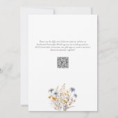 Elegante Stofblauwe Wilde Bloemen Watercolor Bruil Kaart (Achterkant)