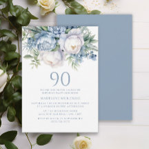 Elegante Stofblauwe Witte Bloem 90ste Verjaardag