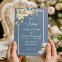 Elegante Stofblauwe Witte Rozen,blauwe bloemen Kaart