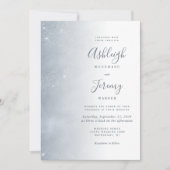 Elegante Stofblauwe Zachte Glitter Bruiloftsinvati Kaart (Voorkant)