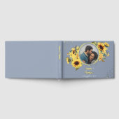 Elegante Stofblauwe Zonnebloem Foto Bruiloft Gastenboek (Volledig)