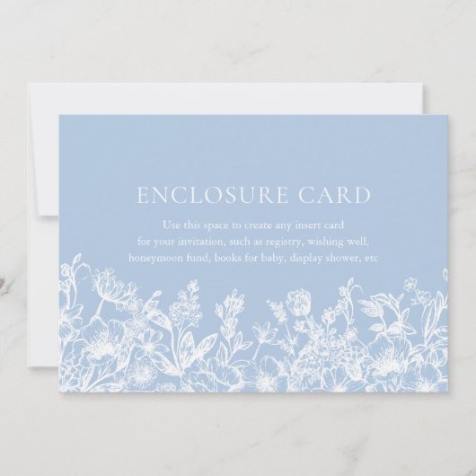 Elegante  Stoffig Blauw Bloemen Behuizing Kaart (Voorkant)