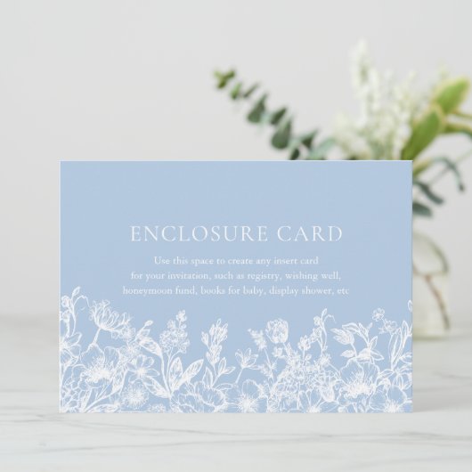 Elegante  Stoffig Blauw Bloemen Behuizing Kaart (Staand voorkant)