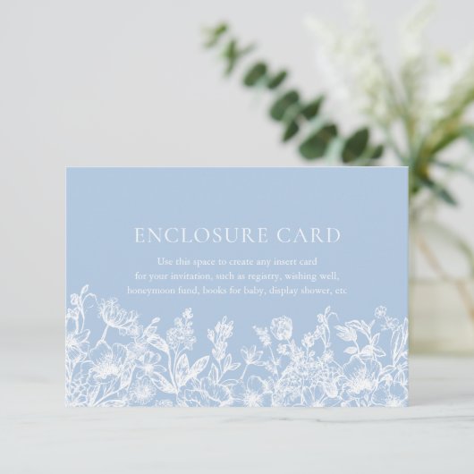 Elegante  Stoffig Blauw Bloemen Behuizing Kaart (Staand voorkant)