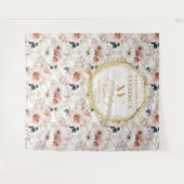 Elegante stoffig roze bloemen verjaardag fotobooth wandkleed (Voorkant (horizontaal))