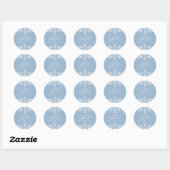 Elegante stoffige blauw en wit minimale bruiloft ronde sticker (Vel)