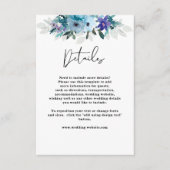 Elegante stoffige blauw paarse bloemen bruiloft de informatiekaartje (Voorkant)