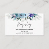 Elegante stoffige blauw paarse bloemen bruiloft re informatiekaartje (Voorkant)