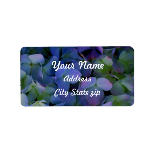 Elegante stoffige blauw paarse bloemen etiket (Voorkant)