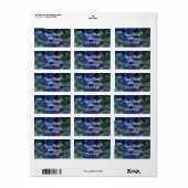 Elegante stoffige blauw paarse bloemen etiket (Full Sheet)