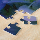 Elegante stoffige blauw paarse bloemen legpuzzel (Zijkant)