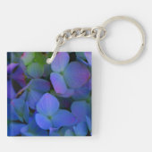 Elegante stoffige blauw paarse bloemen sleutelhanger (Achterkant)