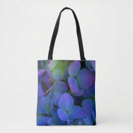 Elegante stoffige blauw paarse bloemen tote bag