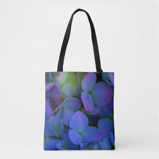 Elegante stoffige blauw paarse bloemen tote bag (Voorkant)