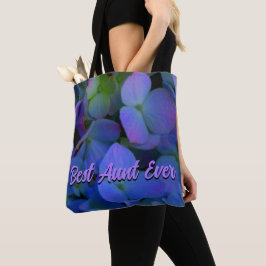 Elegante stoffige blauw paarse bloemen tote bag