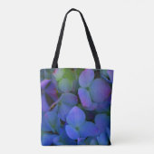 Elegante stoffige blauw paarse bloemen tote bag (Achterkant)