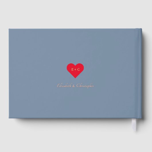 Elegante stoffige blauw Roos gouden bruiloften Jub Gastenboek (Achterkant)