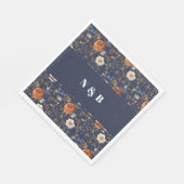 Elegante stoffige blauw Sinaasappel monogram bruil Servet (Hoek)