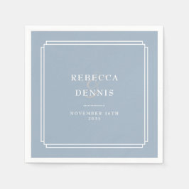 Elegante stoffige blauwe art deco bruiloft servet