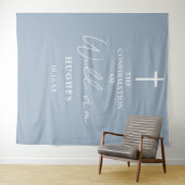 Elegante stoffige blauwe bevestiging foto achtergr wandkleed (In Situ (horizontaal))