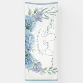 Elegante stoffige blauwe bloemboeket bruiloft fees spandoek (Verticaal)