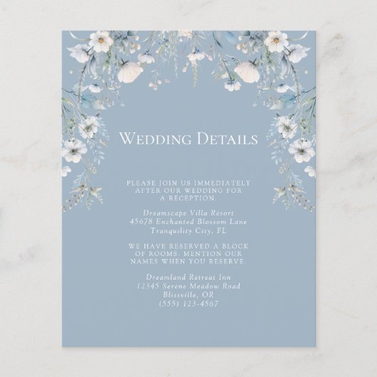 Elegante stoffige blauwe bloemen bloemenbruiloft d (Voorkant)