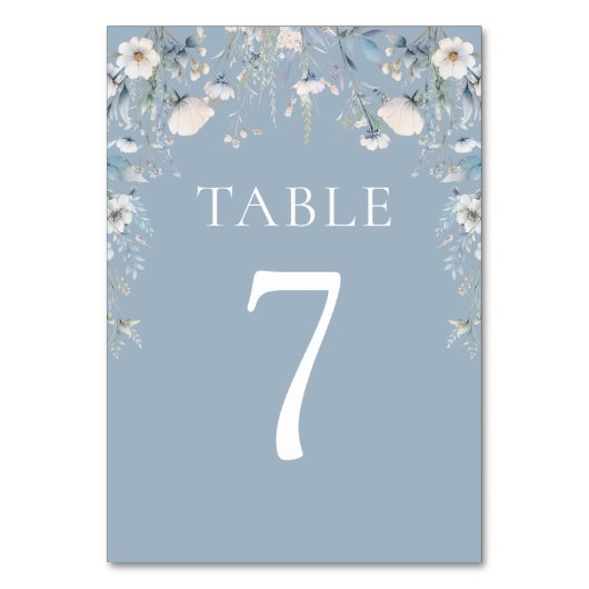 Elegante stoffige blauwe bloemen bloemenbruiloft kaart (Achterkant)