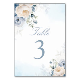 Elegante stoffige blauwe bloemen, bloemenbruiloft kaart