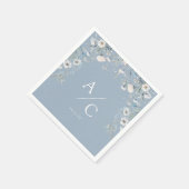 Elegante stoffige blauwe bloemen bloemenbruiloft servet (Hoek)